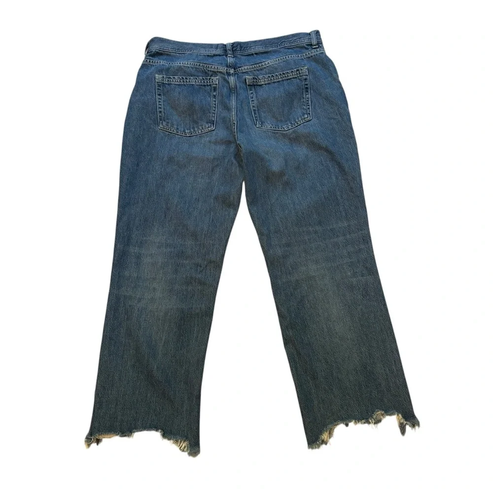 Free People Maggie Ripped Ankle Straight Leg Jeans In Sequoia Blue, Sz 32 - Picture 6 of 16